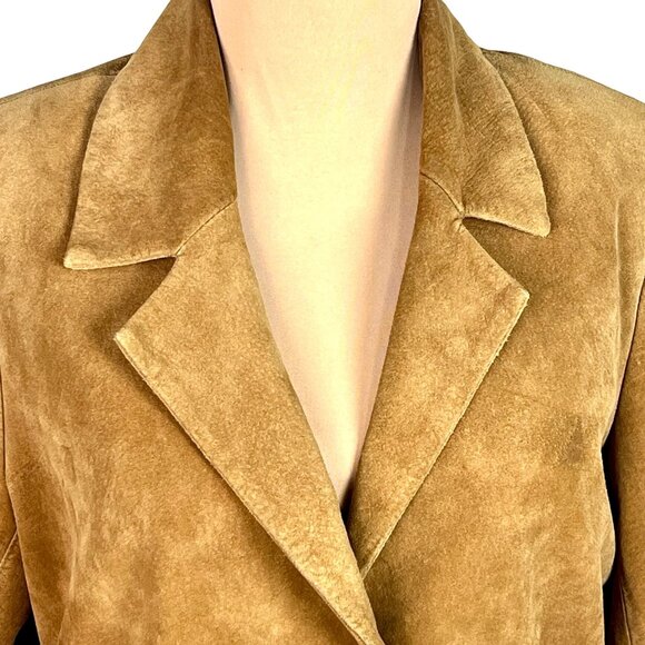 Bernardo Camel Brown Suede Trench Coat S Barn Oversized Washable Western Boho - Picture 3 of 14